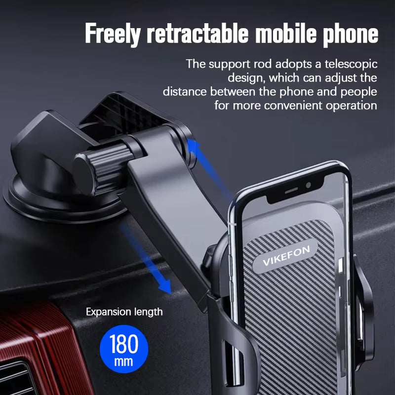 VIKEFON Sucker Car Phone Holder Stand Mount Suction Cup Smartphone Mobile Cell Support in Car Bracket for Iphone Xiaomi Samsung