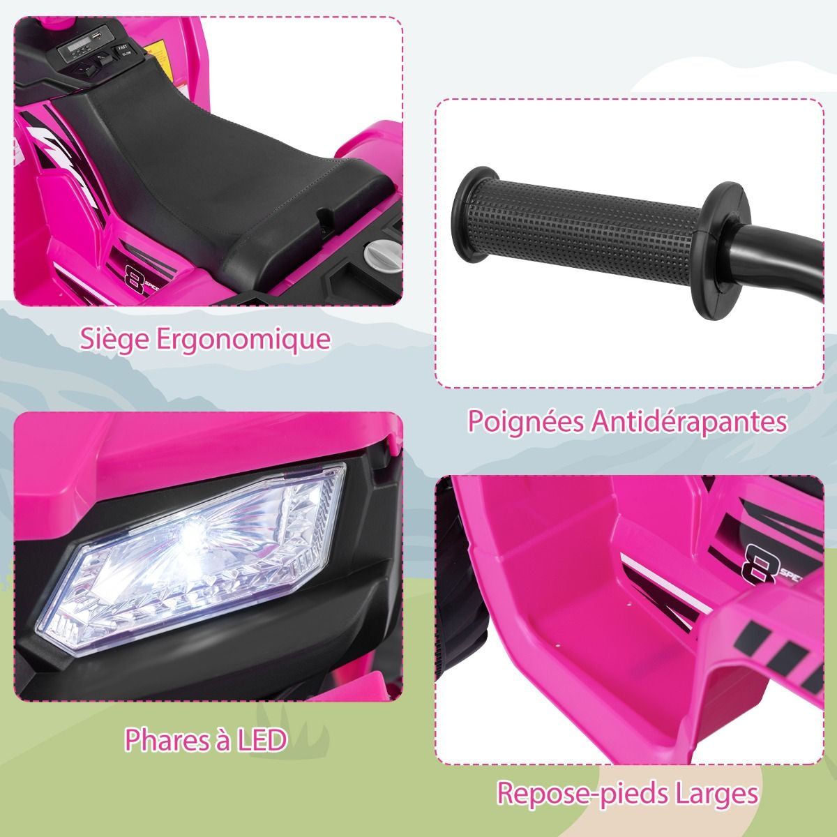 24V Voiture Électrique Enfant Avec Musique & Lumières LED Vitesse 2,8/5 Km/H Charge 35Kg Pour 3-8 Ans Noir/Rose/Bleu/Rouge