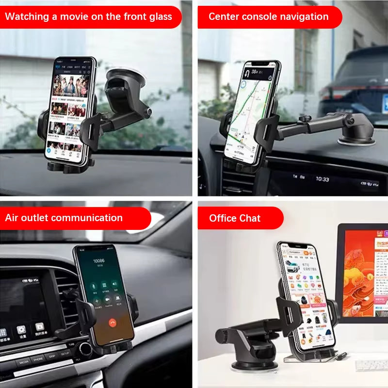 VIKEFON Sucker Car Phone Holder Stand Mount Suction Cup Smartphone Mobile Cell Support in Car Bracket for Iphone Xiaomi Samsung