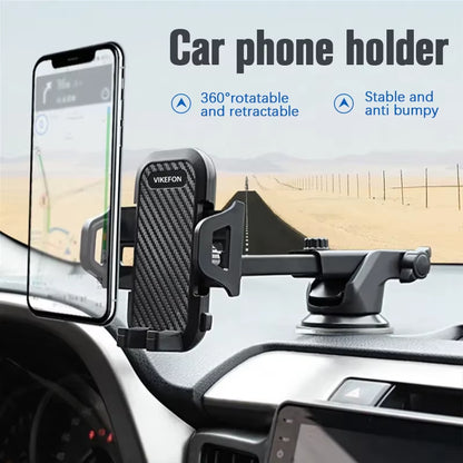 VIKEFON Sucker Car Phone Holder Stand Mount Suction Cup Smartphone Mobile Cell Support in Car Bracket for Iphone Xiaomi Samsung