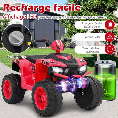 24V Voiture Électrique Enfant Avec Musique & Lumières LED Vitesse 2,8/5 Km/H Charge 35Kg Pour 3-8 Ans Noir/Rose/Bleu/Rouge