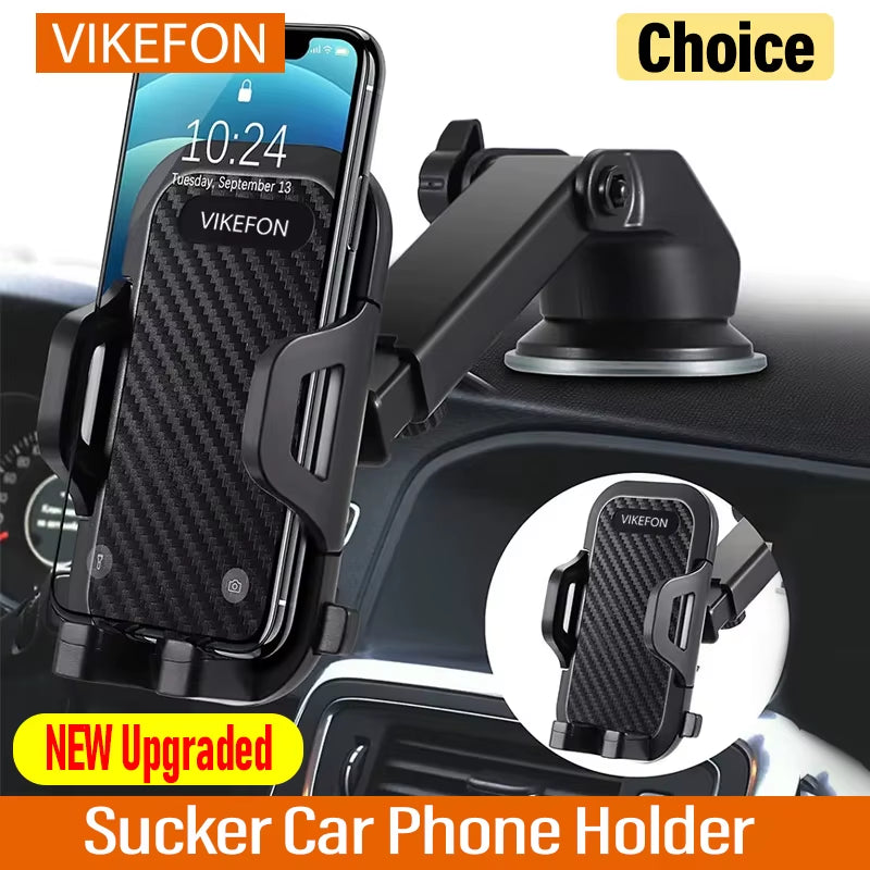 VIKEFON Sucker Car Phone Holder Stand Mount Suction Cup Smartphone Mobile Cell Support in Car Bracket for Iphone Xiaomi Samsung