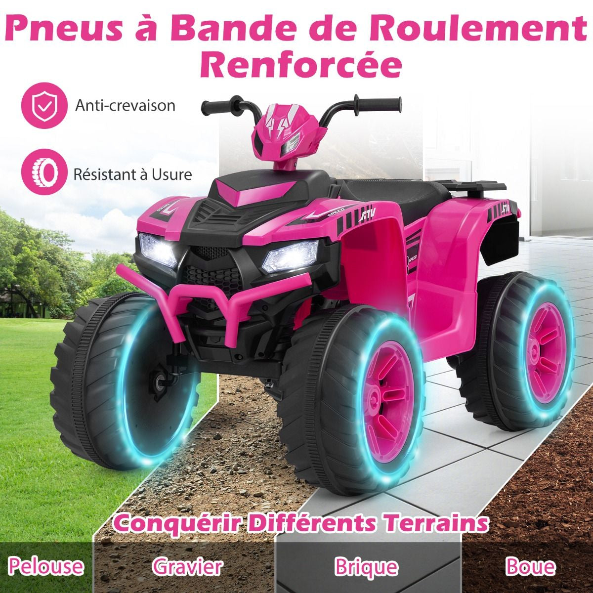 24V Voiture Électrique Enfant Avec Musique & Lumières LED Vitesse 2,8/5 Km/H Charge 35Kg Pour 3-8 Ans Noir/Rose/Bleu/Rouge