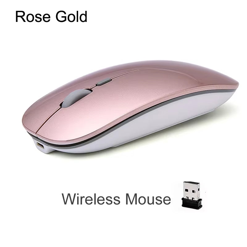 Rechargeable Optical Wireless Mouse Slient Button Ultra Thin Mini Optical Ultrathin USB 2.4G Mice for Computer Laptop Computer